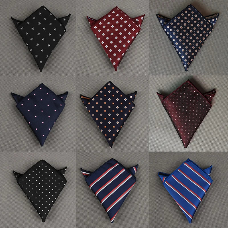 Luxury Square Pocket Handkerchief Men's Handkerchief Polka Dot Striped Floral Printed Hankies Polyester Business Breast Scarf